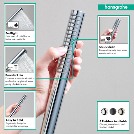 Pulsify S Baton Handshower 100 1-Jet, 1.75 GPM in Chrome