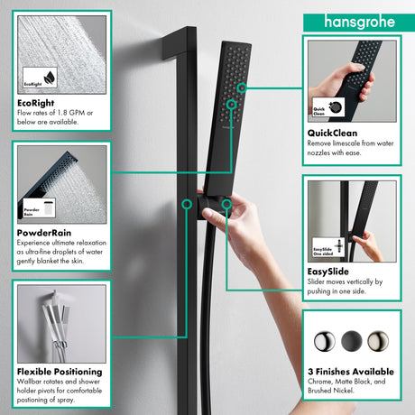 Pulsify E Wallbar Set 100 1-Jet 24", 1.75 GPM in Matte Black