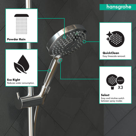 Raindance Select S Handshower 120 3-Jet PowderRain, 1.75 GPM in Chrome
