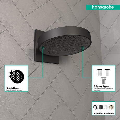Rainfinity Showerhead 250 3-Jet with Wall Connector Trim, 1.75 GPM in Matte Black