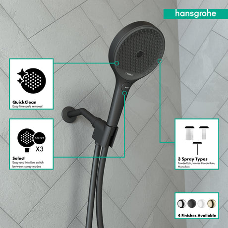 Rainfinity Handshower 130 3-Jet, 2.5 GPM in Matte Black