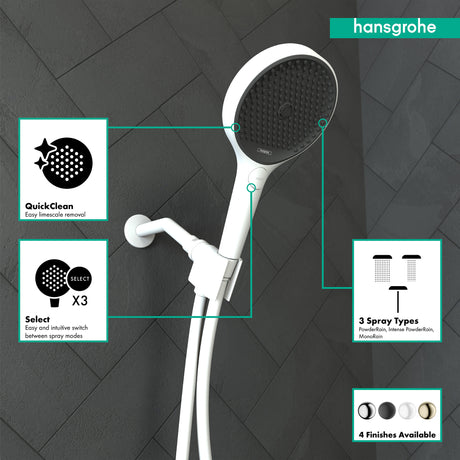 Rainfinity Handshower 130 3-Jet, 1.75 GPM in Matte White