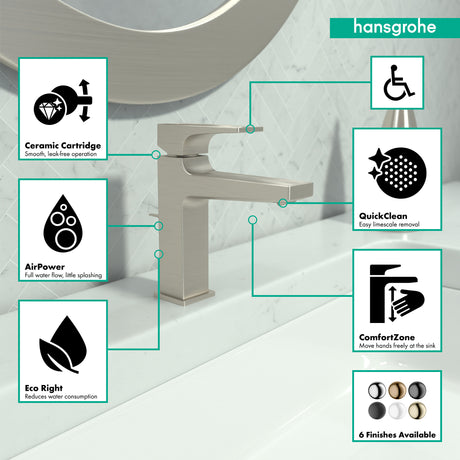 Metropol Single-Hole Faucet 110 with Lever Handle and Pop-Up Drain, 1.2 GPM in Brushed Nickel