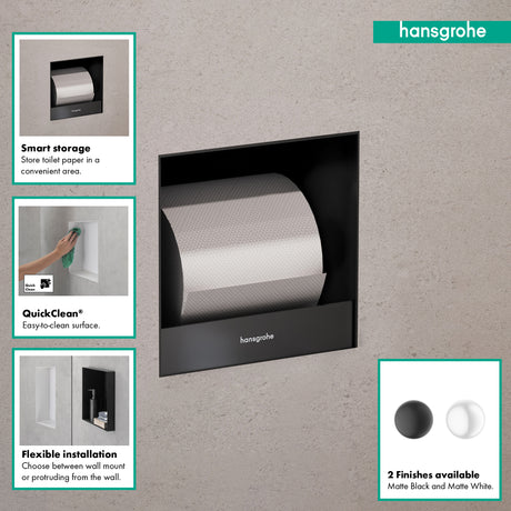 XtraStoris Original Recessed Toilet Paper Holder 6"x 6"x 5.5" in Matte White