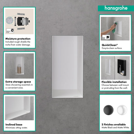 XtraStoris Minimalistic Wall Niche Frameless 12"x 6"x 4" in Matte White