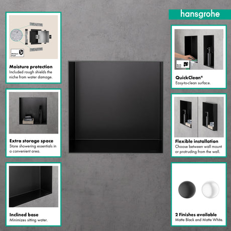 XtraStoris Minimalistic Wall Niche Frameless 12"x 12"x 5.5"  in Matte Black