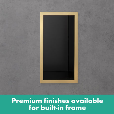 XtraStoris Individual Wall Niche Matte Black with Design Frame 12"x 6"x 4" in Polished Gold Optic