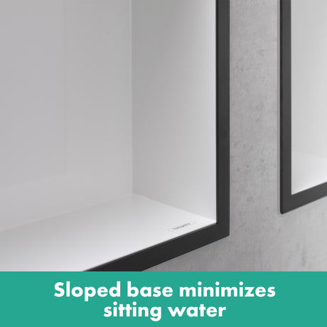 XtraStoris Individual Wall Niche Matte White with Design Frame 12"x 6"x 4"  in Matte Black