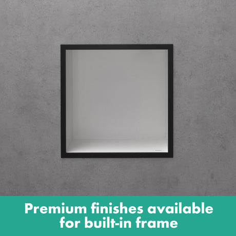 XtraStoris Individual Wall Niche Matte White with Design Frame 12"x 12"x 4"  in Matte Black