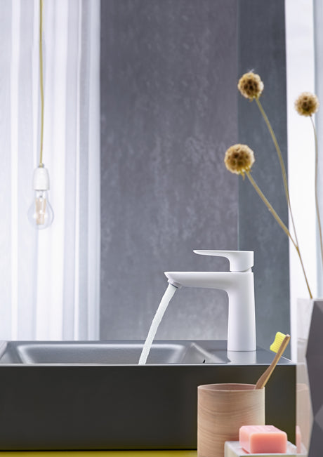 Talis E Single-Hole Faucet 110 with Pop-Up Drain, 1.2 GPM in Matte White