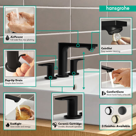 Widespread Faucet 110 PopUp Drain 1.2GPM