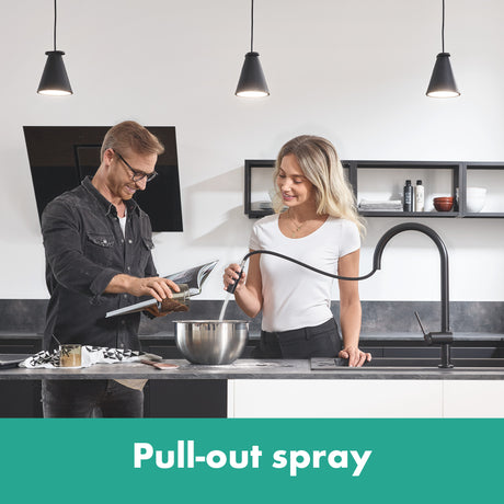 Talis N HighArc Kitchen Faucet, O-Style 2-Spray Pull-Down, 1.75 GPM in Matte Black