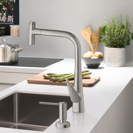 Talis Select S HighArc Kitchen Faucet, 2-Spray Pull-Out, 1.75 GPM in Steel Optic