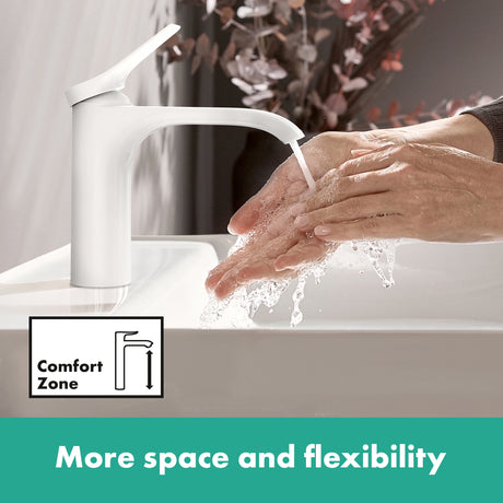 Vivenis Single-hole Faucet 210 with Swivel Spout and Pop-Up Drain, 1.2 GPM in Matte White