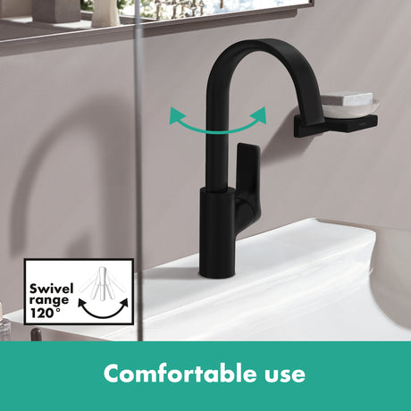 Vivenis Single-hole Faucet 210 with Swivel Spout and Pop-Up Drain, 1.2 GPM in Matte Black