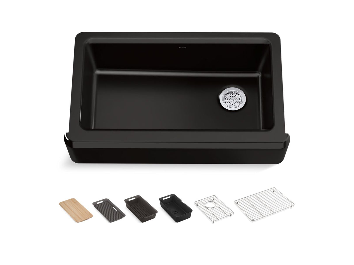 35-3/4" undermount single-bowl farmhouse workstation kitchen sink