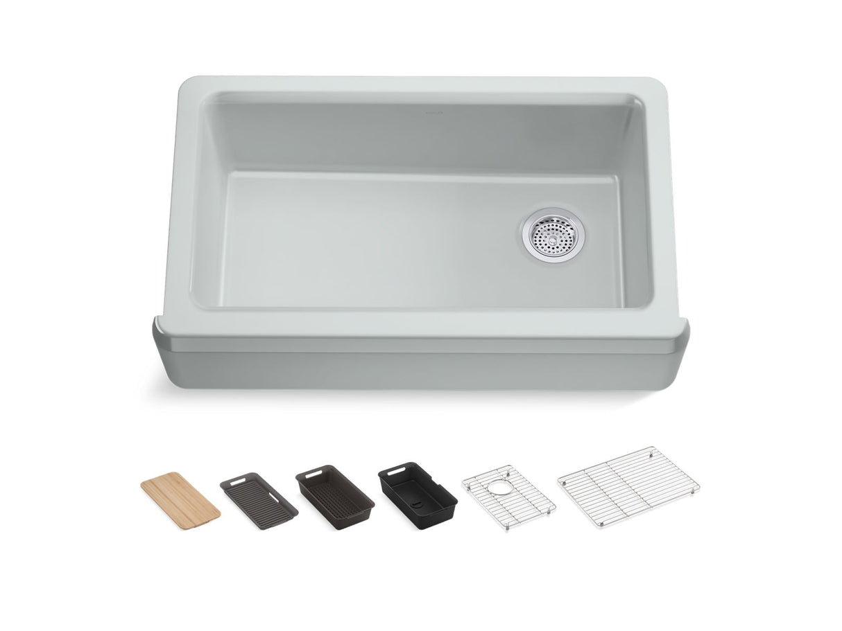 35-3/4" undermount single-bowl farmhouse workstation kitchen sink