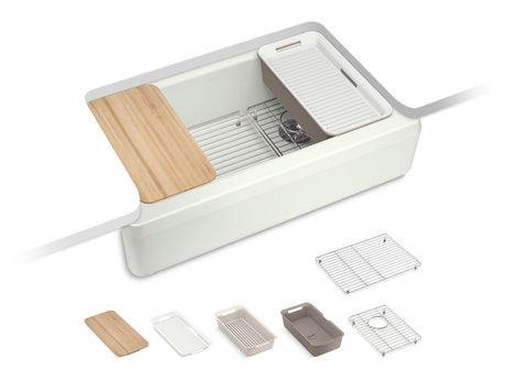 35-3/4" undermount single-bowl farmhouse workstation kitchen sink