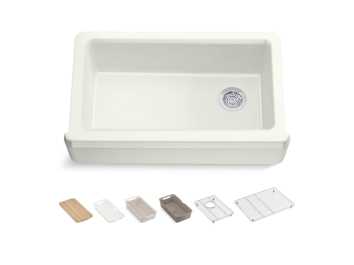 35-3/4" undermount single-bowl farmhouse workstation kitchen sink