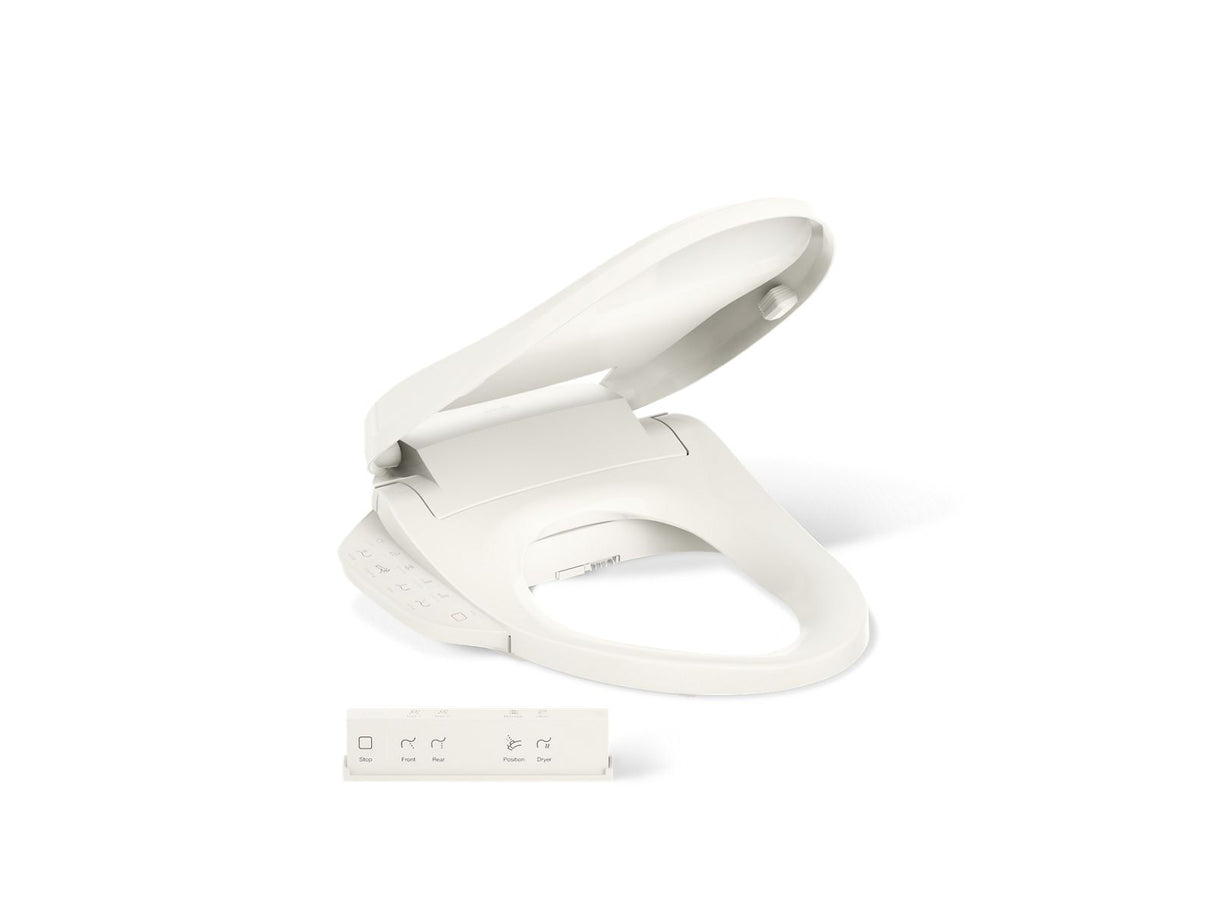 Elongated bidet toilet seat with remote control