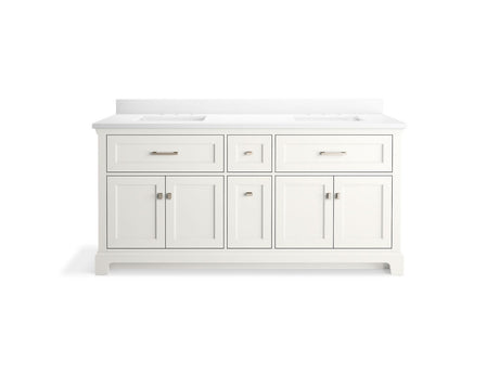 72" bathroom vanity cabinet with sinks and quartz top