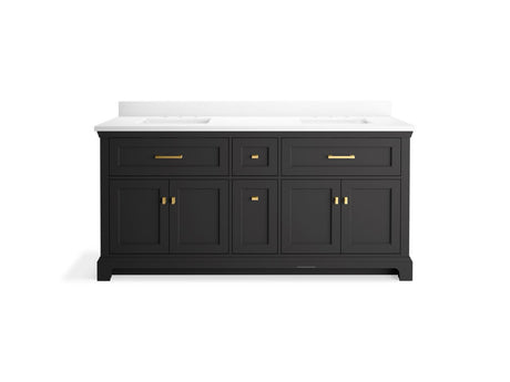 72" bathroom vanity cabinet with sinks and quartz top