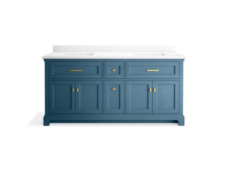 72" bathroom vanity cabinet with sinks and quartz top