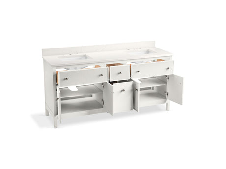 72" bathroom vanity cabinet with sinks and quartz top