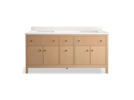 72" bathroom vanity cabinet with sinks and quartz top