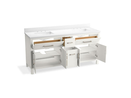 72" bathroom vanity cabinet with sinks and quartz top