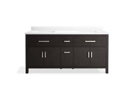 72" bathroom vanity cabinet with sinks and quartz top