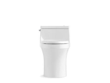 One-piece compact elongated toilet with concealed trapway, 1.28 gpf