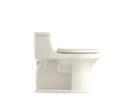 One-piece compact elongated toilet with concealed trapway, 1.28 gpf