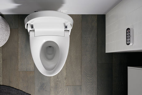 One-piece compact elongated smart toilet, dual-flush
