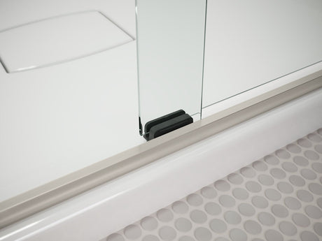63-9/16" H sliding bath door with 5/16"-thick glass
