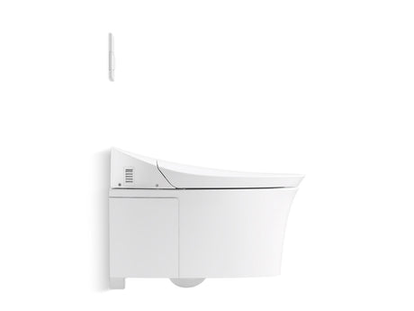 Wall-hung compact elongated smart toilet bowl, dual-flush