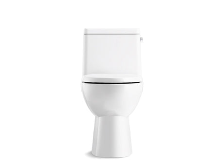 One-piece compact elongated toilet with skirted trapway, 1.28 gpf