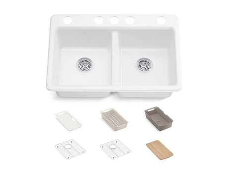 K-8679-5UPC-0 RIVERBY DOUBLE EQUAL UNDERMOUNT SINK