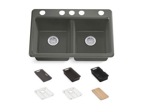 K-8679-5UPC-58 RIVERBY DOUBLE EQUAL UNDERMOUNT SINK