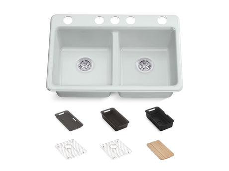 K-8679-5UPC-95 RIVERBY DOUBLE EQUAL UNDERMOUNT SINK