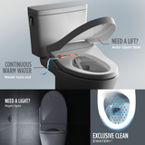 S7A WASHLET®+ Electronic Bidet Toilet Seat, EWATER+® Bowl and Wand Cleaning, Auto Open and Close Classic Lid, Elongated, Cotton White