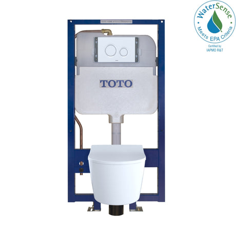 RP Wall-Hung D-Shape Toilet and DuoFit® In-Wall 1.28 and 0.9 GPF Dual-Flush Tank System with Copper Supply, White Matte