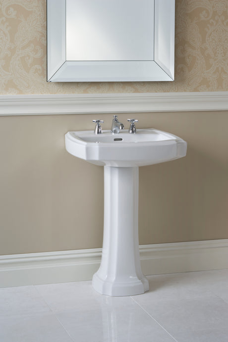 Guinevere® 24-3/8" x 19-7/8" Rectangular Pedestal Bathroom Sink for 8 Inch Center Faucets, Cotton White