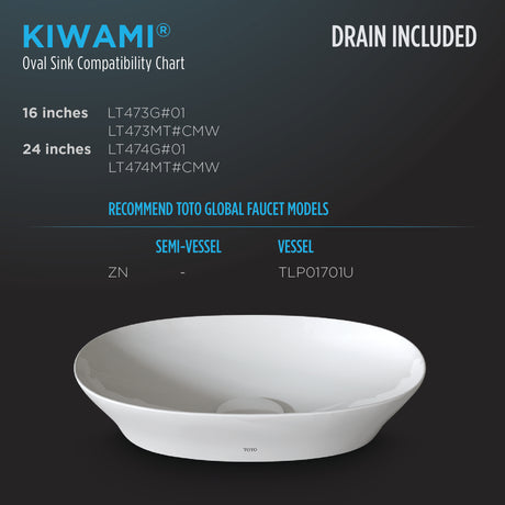 Kiwami® Oval 16 Inch Vessel Bathroom Sink with CEFIONTECT®, CLEAN MATTE
