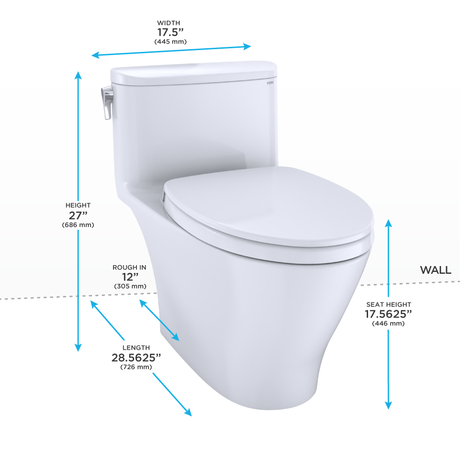 Nexus® 1G® One-Piece Elongated 1.0 GPF Universal Height Toilet with CEFIONTECT® and SS124 SoftClose Seat, WASHLET®+ Ready, Cotton White