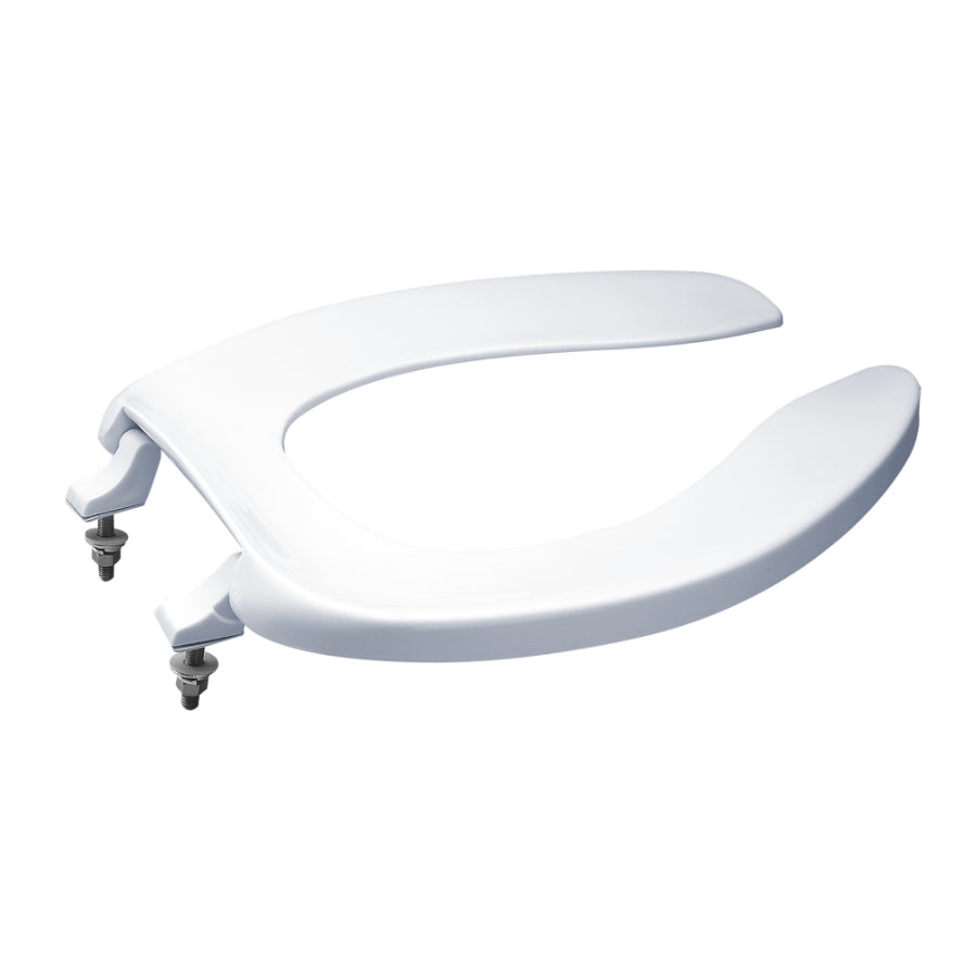 Elongated Open Front Commerical Toilet Seat without Lid, Cotton White