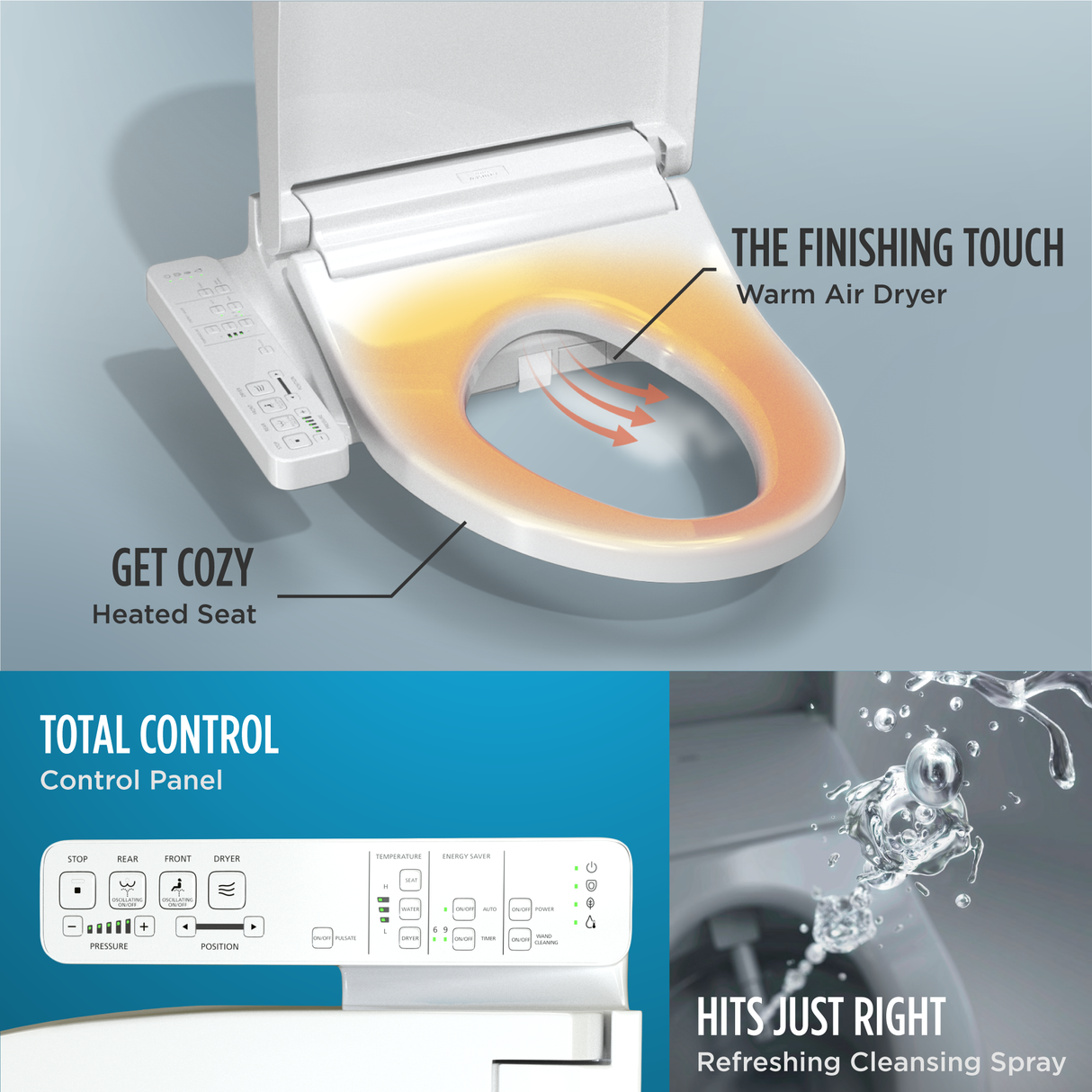 WASHLET® KC2 Electronic Bidet Toilet Seat with Heated Seat and SoftClose Lid, Elongated, Cotton White
