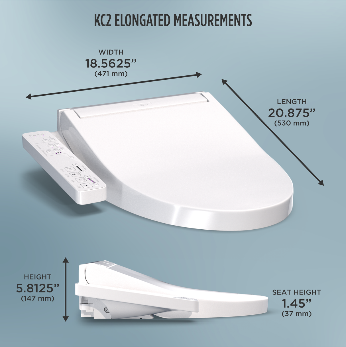 WASHLET® KC2 Electronic Bidet Toilet Seat with Heated Seat and SoftClose Lid, Elongated, Cotton White
