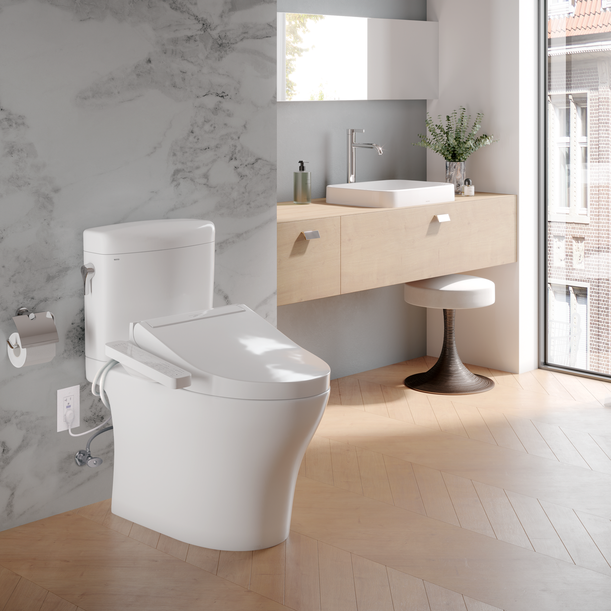 WASHLET® C2 Electronic Bidet Toilet Seat with PREMIST and EWATER+ Wand Cleaning, Round, Cotton White