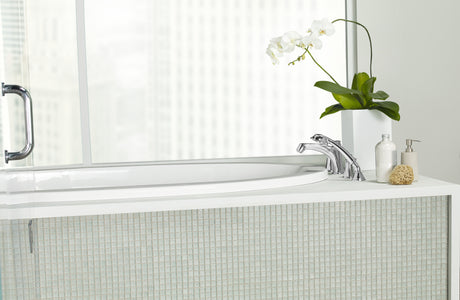 Keane™ Two Handle Deck-Mount Roman Tub Filler Trim with Hand Shower, Polished Chrome